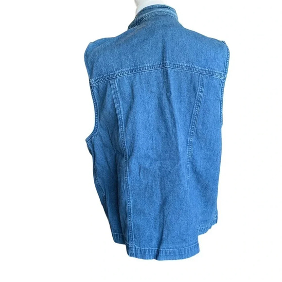 TALBOTS women's high neck 1XL jean button up vest - Picture 2 of 4